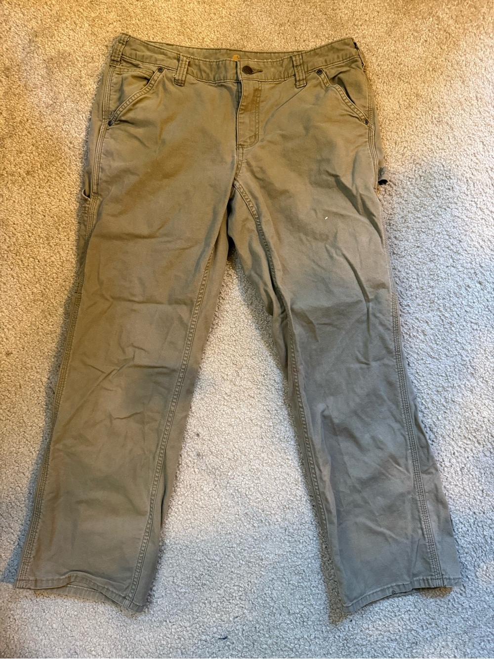 Carhartt Original Fit Carpenter Khaki Pants Sz 10 Short Work Wear Cargo